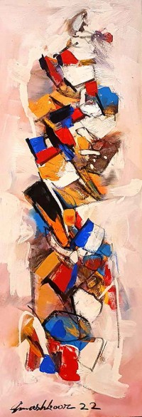 Mashkoor Raza, 12 x 36 Inch, Oil on Canvas, Abstract Painting, AC-MR-549